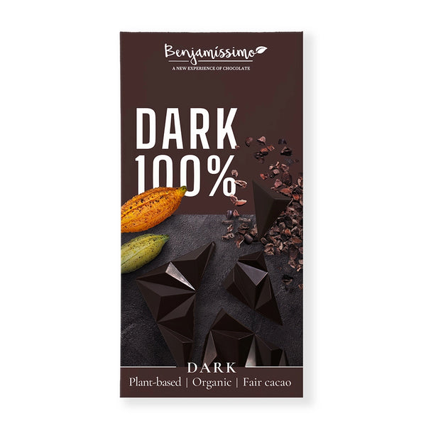 Био Веган шоколад Тъмен 100%, 60g, Benjamissimo