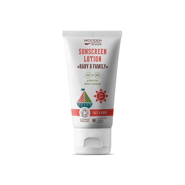 Био Слънцезащитен Лосион Baby&Family 50 SPF, 100ml, Invisible Zink, Wooden Spoon