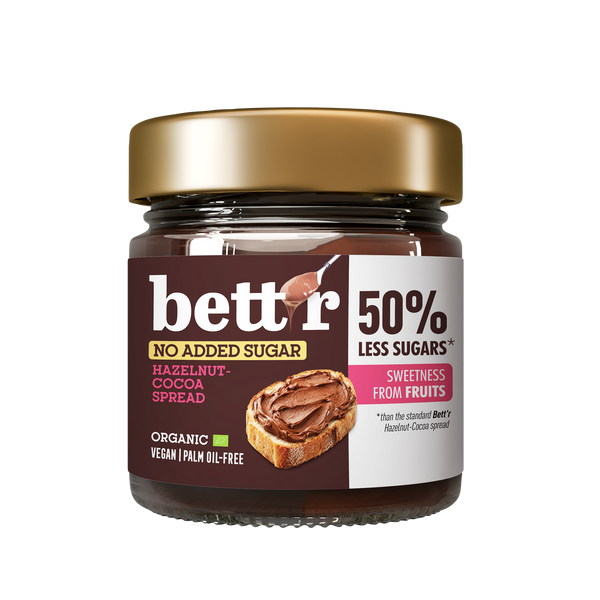 Био Крем за мазане Лешник и Какао, 50% по-малко захари, 200g, Bett’r