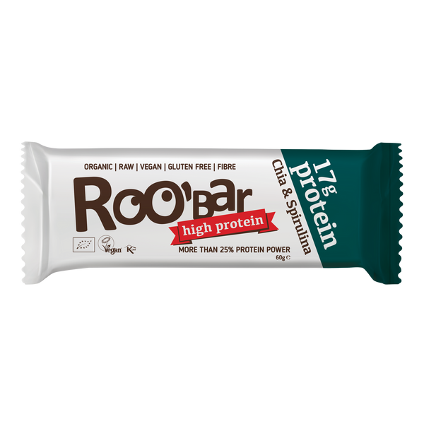 Био Суров Протеинов Бар Чиа и Спирулина, 60g, Roobar