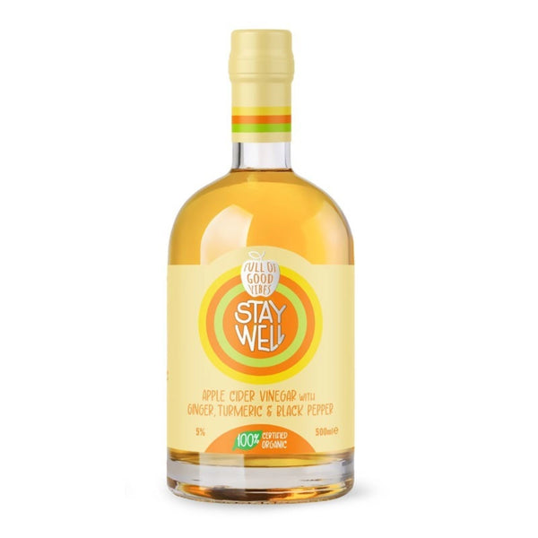 Био Ябълков Оцет с Куркума, джинжифил и черен пипер 5%, 500ml,  STAY WELL