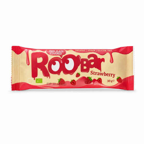 Био Бар с Ягоди Покрит с Розова Глазура, 30g , Roobar