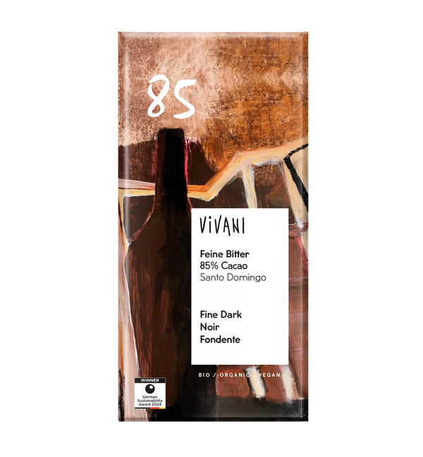 Био Шоколад фин натурален 85% какао, 80g, Vivani