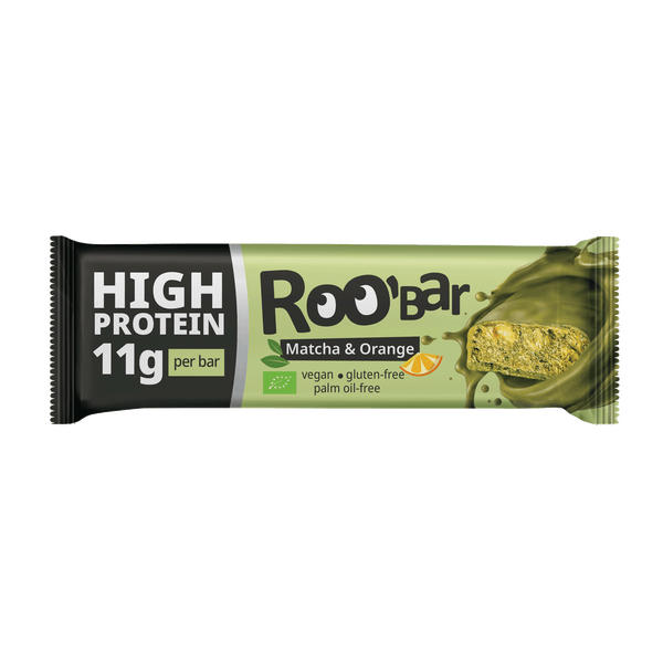 Био Високопротеинов Бар с Матча и Портокал, 40g, Roobar