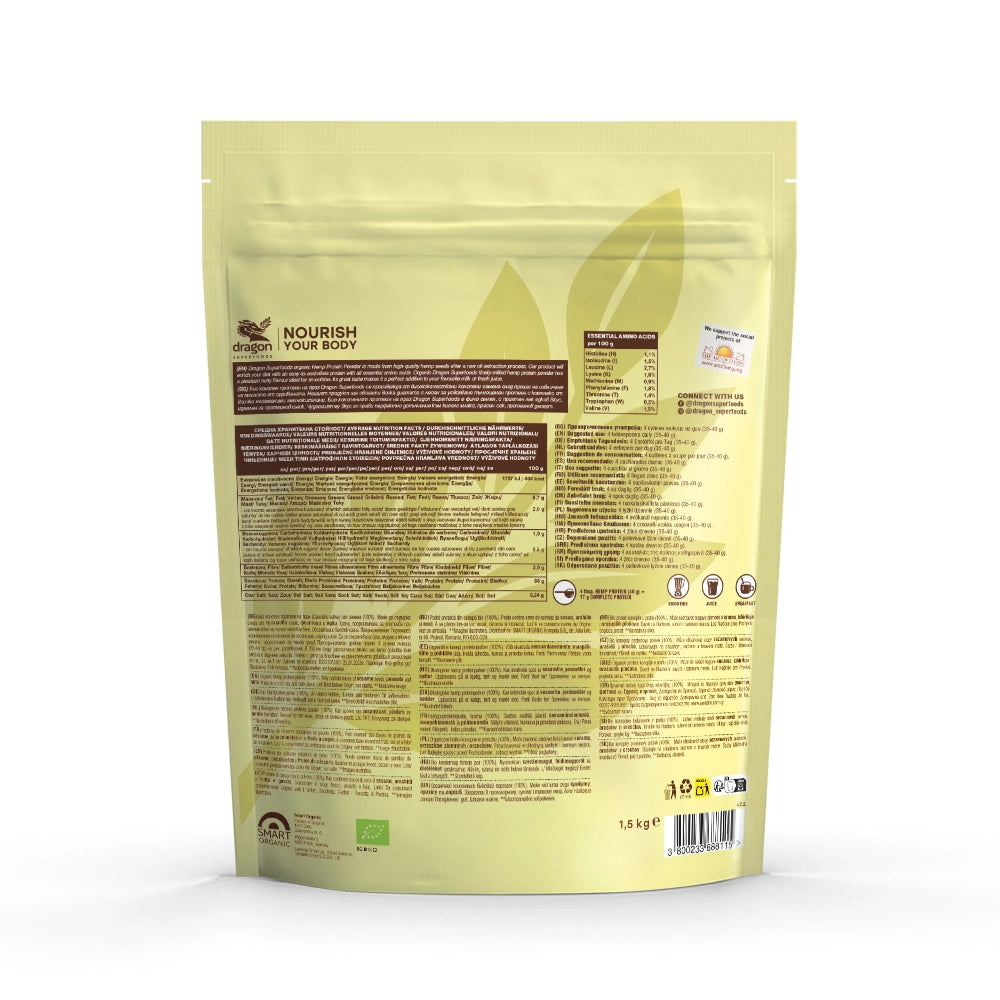 Био Протеин от Конопено Семе на Прах 50%, 1,5kg, Dragon Superfoods
