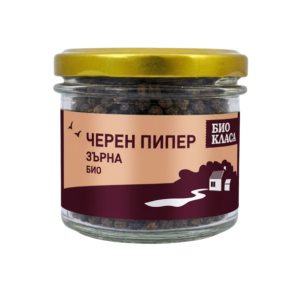 Био черен пипер на зърна 50 г Био Класа в стъклен буркан