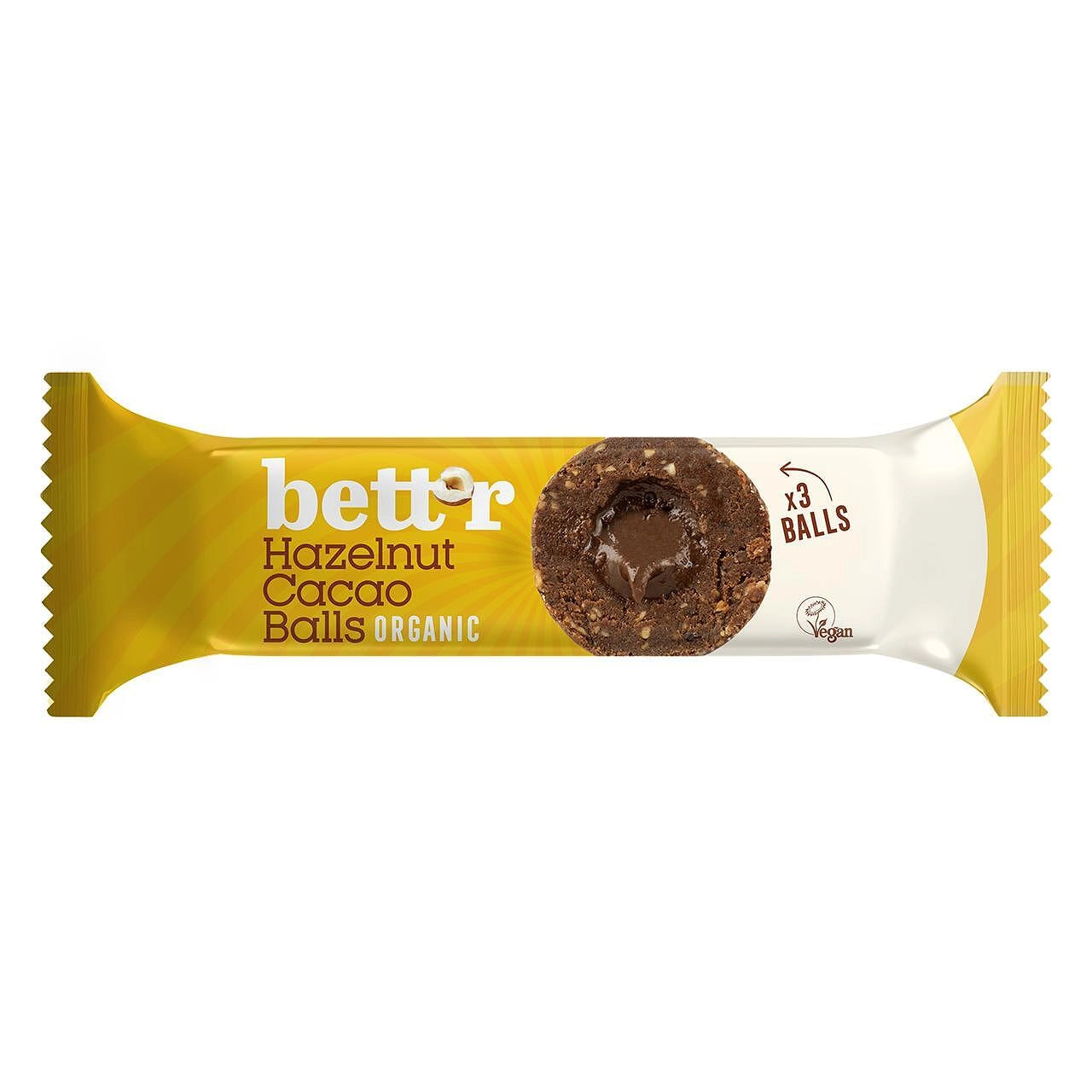 Био Плодови Топчета с Пълнеж Лешници и Какао, (3x15g), Bett'r