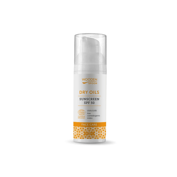 Био Слънцезащитен Лосион за лице "Dry oils" SPF50, 50ml, Wooden Spoon