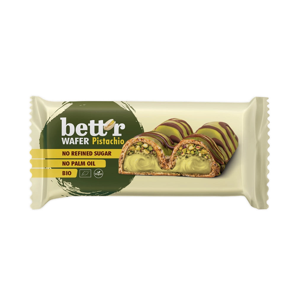 Био Вафлен бар с пълнеж от крем шамфъстък, 34g, Bett'r