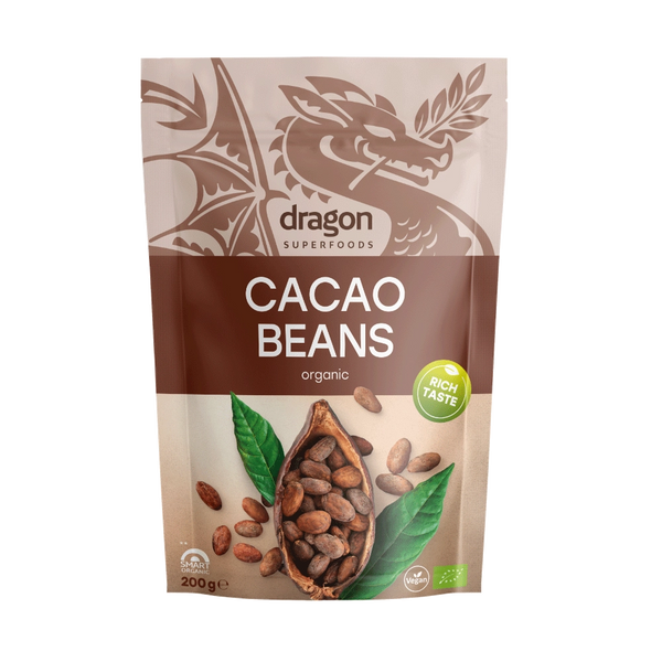 Био Какаови Зърна, цели, 200g, Dragon Superfoods