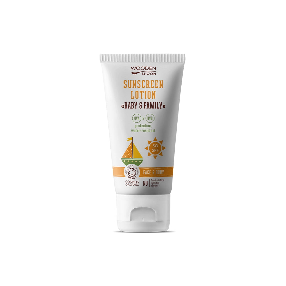 Био Слънцезащитен Лосион Baby&Family Слънцезащитен Лосион Baby & Family, SPF30, 100ml, Wooden Spoon