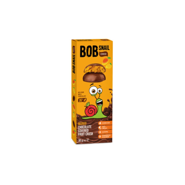 Плодови бонбони с Манго в белгийкси млечен шоколад, 30g, Bob Snail