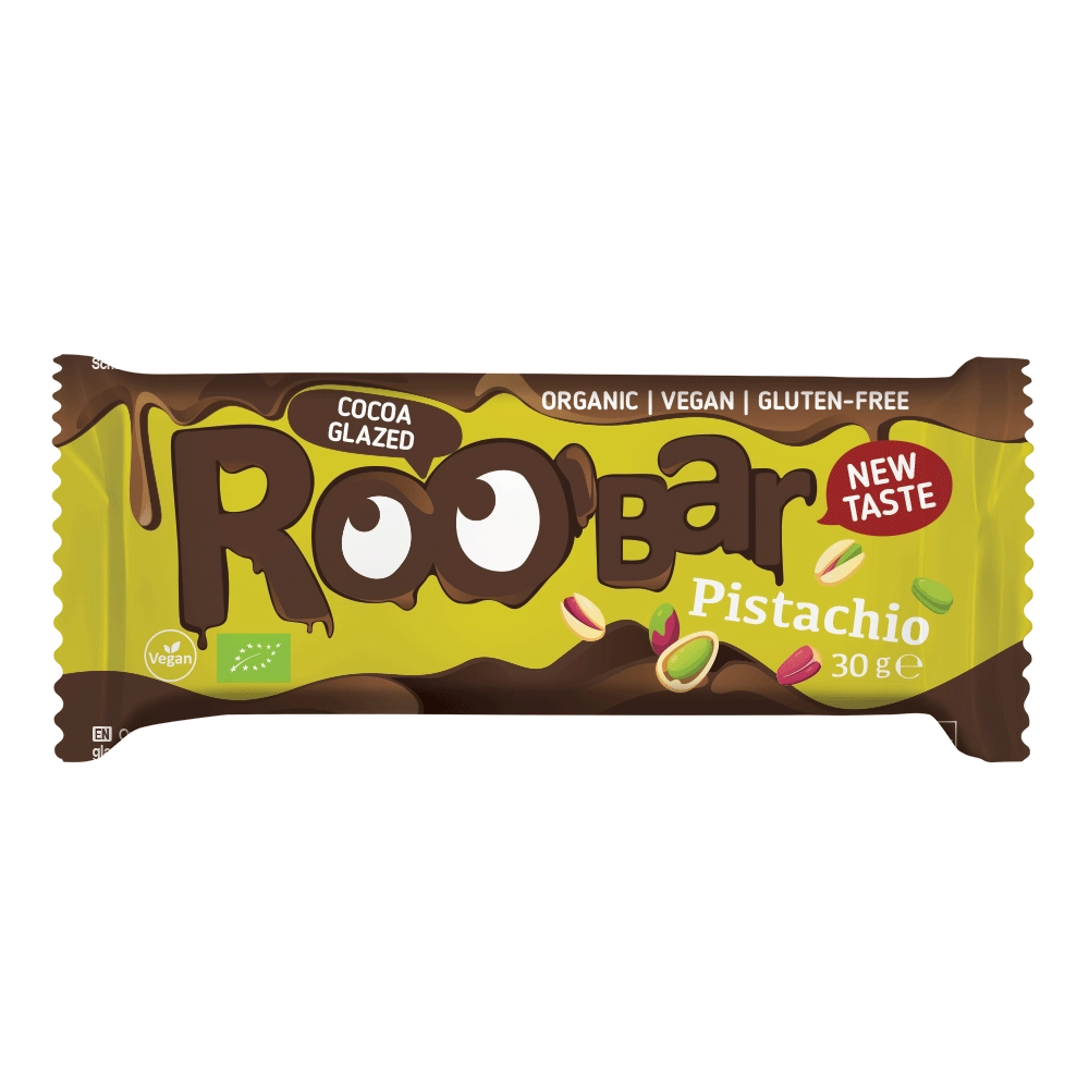 Био Бар Шамфъстък покрит с какаова глазура, 30g, Roobar 