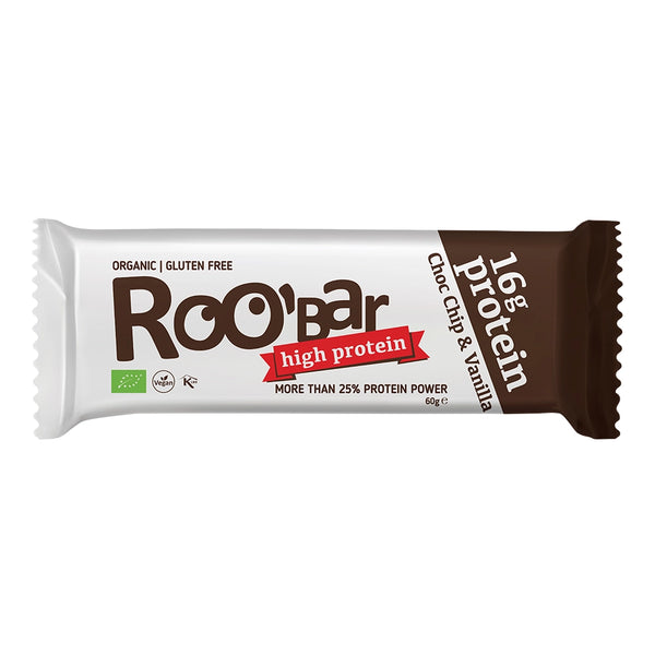 Био Суров Протеинов Бар с Шоколадови Парченца и Ванилия, 60g, Roobar 