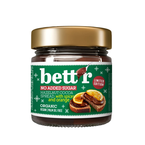Био Лешниково-какаов крем за мазане с подправки и портокал, 250g, Bett'r