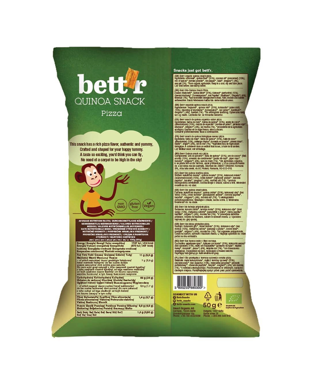 Био Снакс с Киноа Пица, 50g, Bett'r