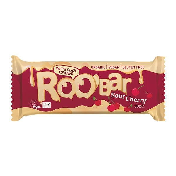 Био Бар с Вишни Покрит с Бяла Глазура, 30g, Roobar