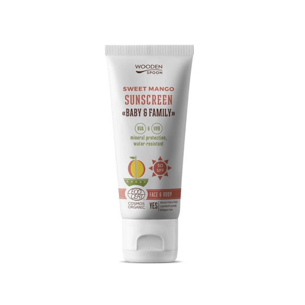 Слънцезащитен Лосион Baby & Family SPF50 Sweet Mango, 100ml, Wooden Spoon