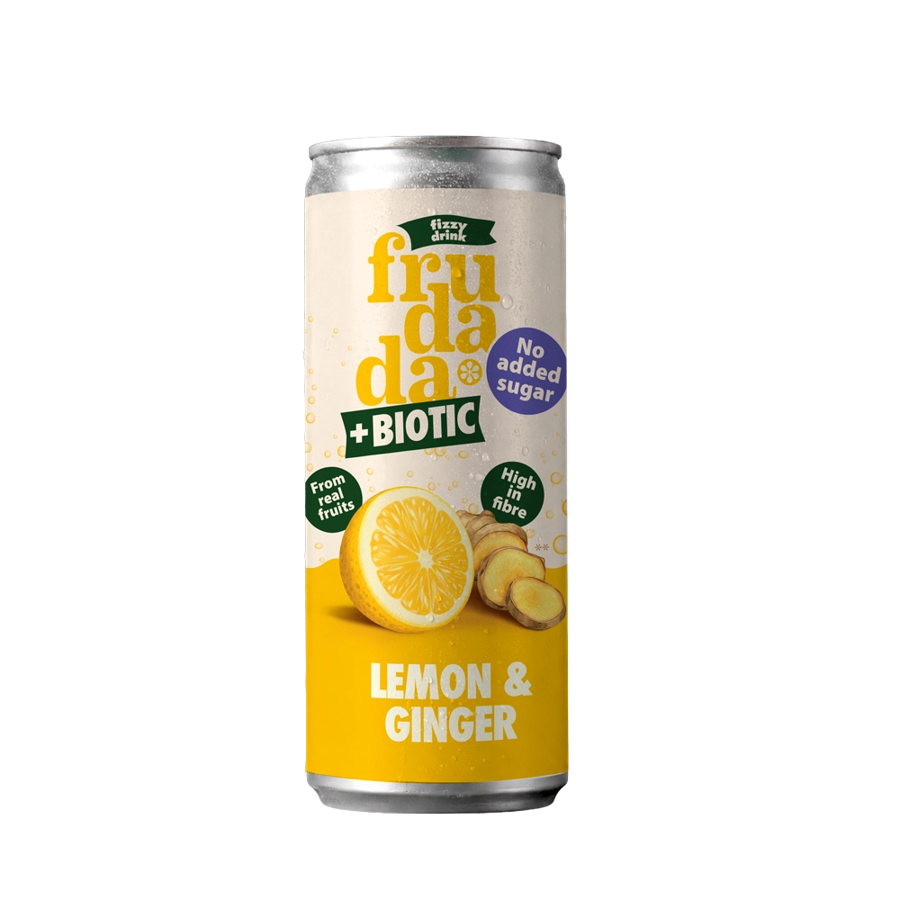 Газирана напитка с пробиотик Лимон и Джинджифил, 330ml, Frudada