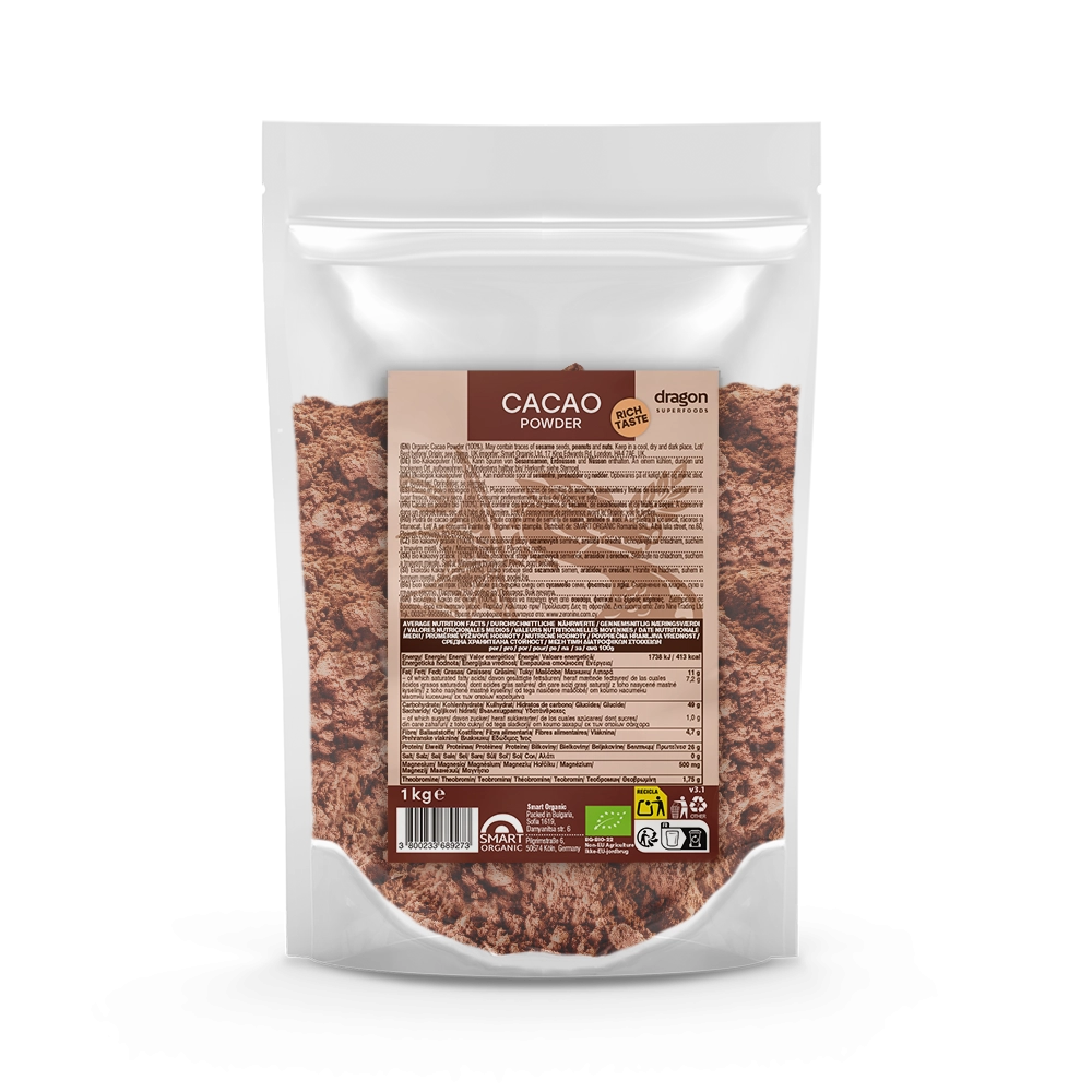 Био Какао на Прах, 1kg, Dragon Superfoods