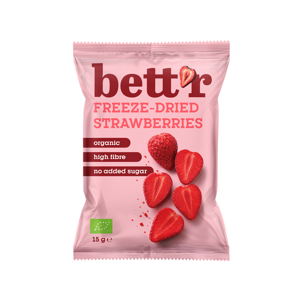 Био Лиофилизирани Ягоди на парчета, 15g, Bett'r