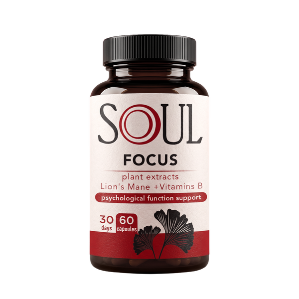 Хранителна добавка Focus (за концентрация) 60 капсули, 39g, SOUL