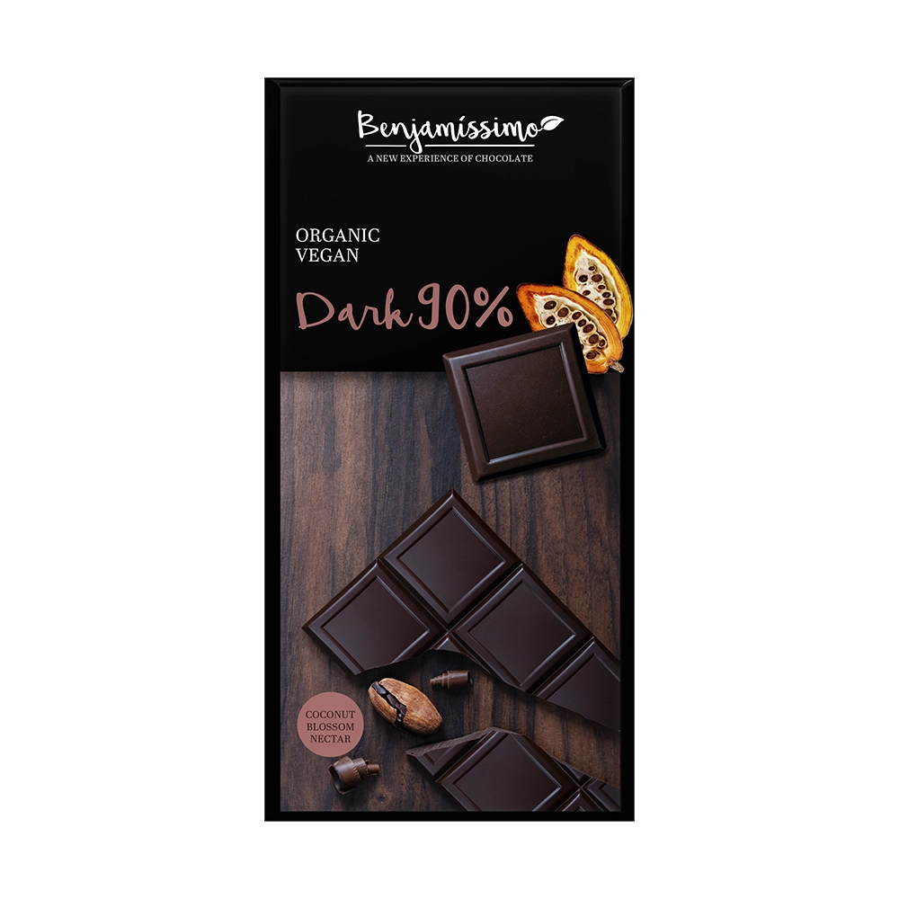 Био Веган шоколад, Натурален 90%, 70g, Benjamissimo