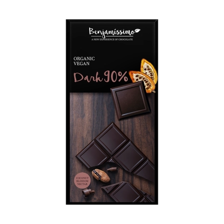 Био Веган шоколад, Натурален 90%, 70g, Benjamissimo