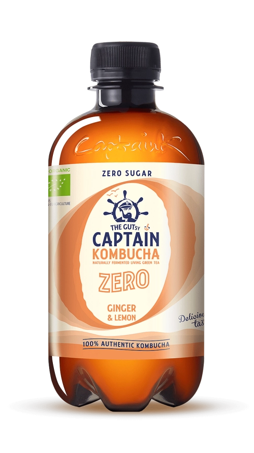 Био Комбуча с Джинджифил и Лимон, без захар, 400ml, Captain Kombucha