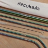 Комплект метални сламки за многократна употреба от неръждаема стомана, Rainbow, Ecokaka