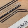Комплект метални сламки за многократна употреба от неръждаема стомана, Black, Ecokaka