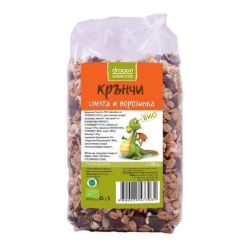 Био Крънчи Спелта и Боровинка, Dragon Superfoods, 300 g