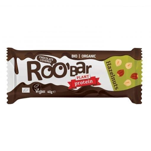 Roobar протеинов бар с лешници, покрит с шоколад, 40g